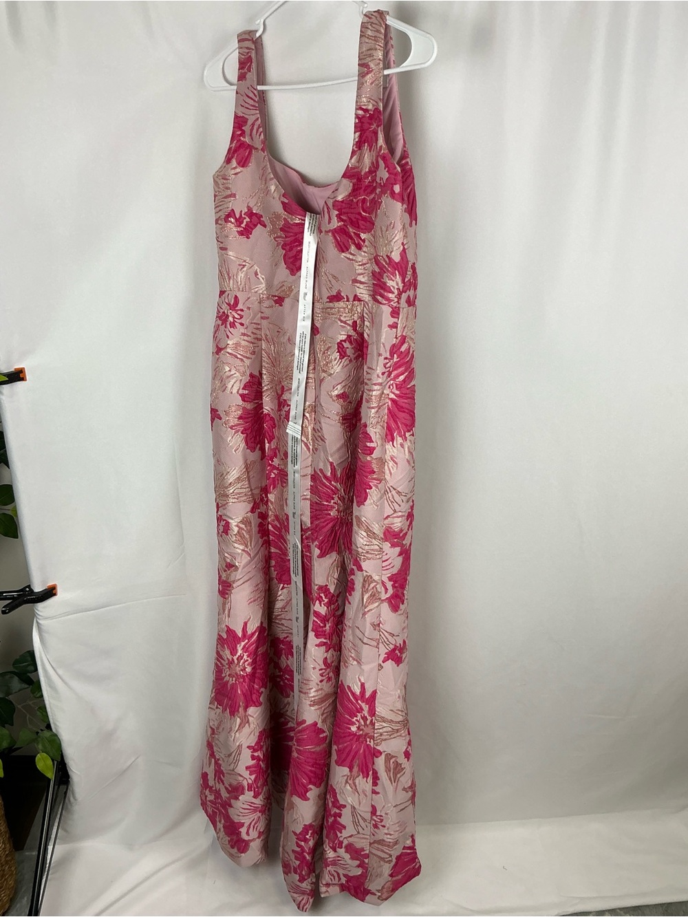 Dessy Collection Hibiscus Pink Floral Jacquard Maxi Dress - Picture 4 of 6